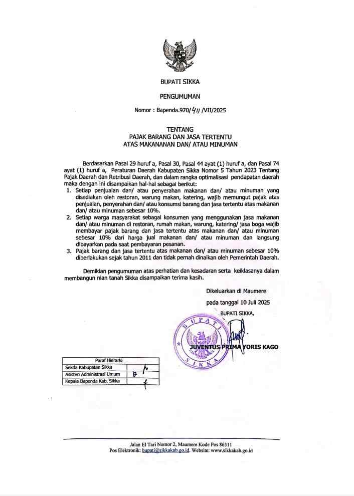 Pajak Barang dan Jasa Tertentu Atas Makanan / Minuman